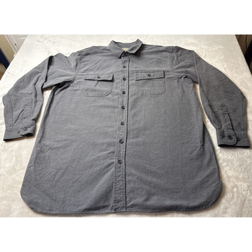 L.L. Bean Mens XLT Long Sleeve Button Up Chamois Cloth 100% Cotton Shirt